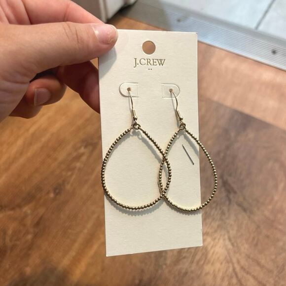 NWT J.Crew Beaded Hoop Earrings Gold - Picture 4 of 5